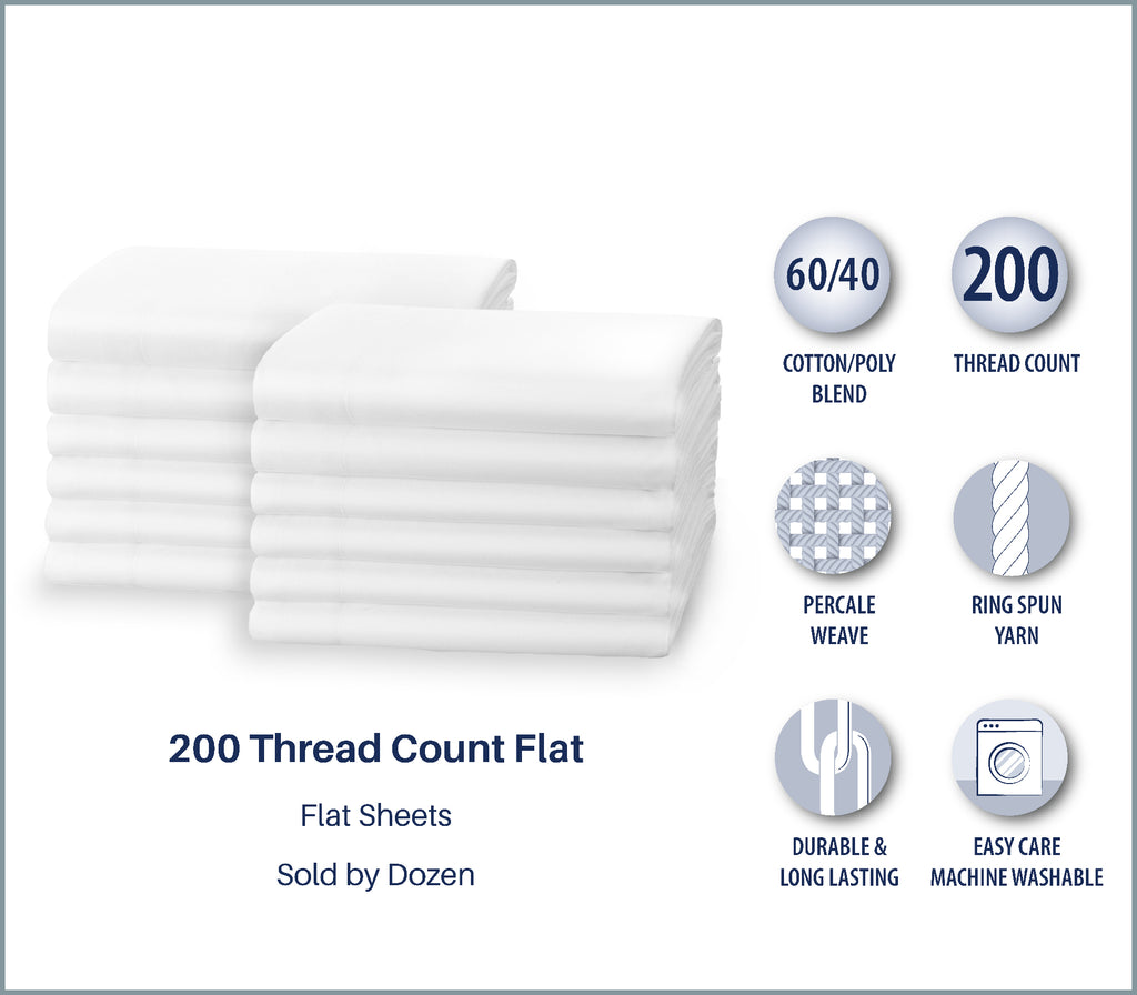 200 Thread Count Cotton/Polyester Linens  (White)