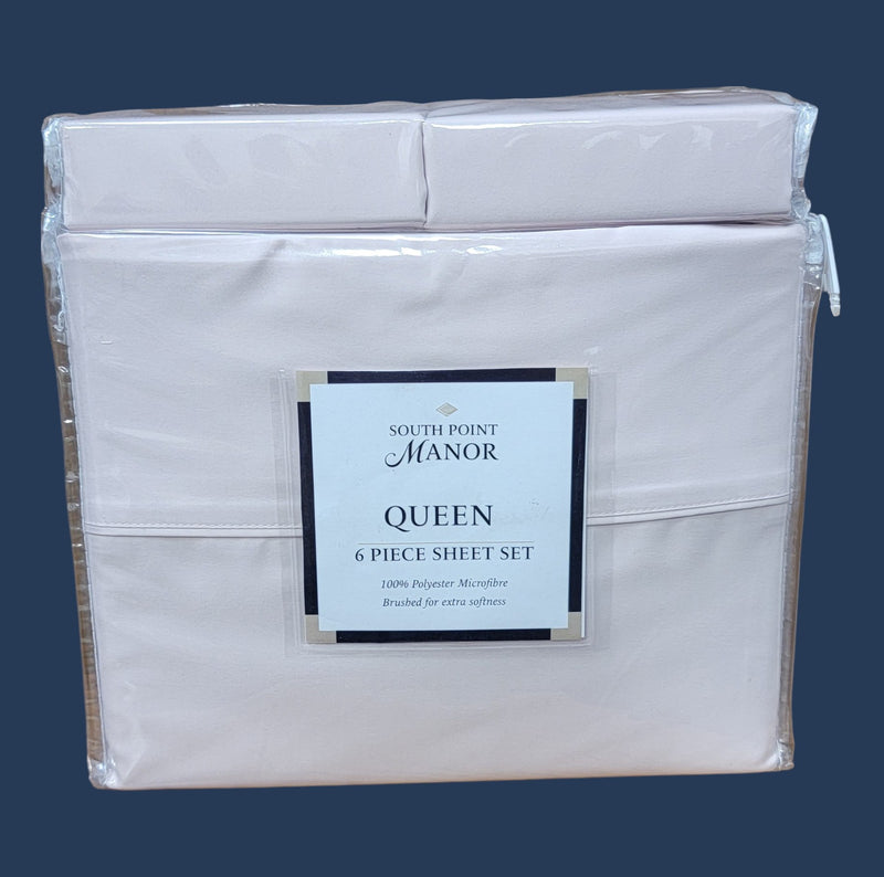 South Point Manor Microfiber Sheet Set-Queen-White