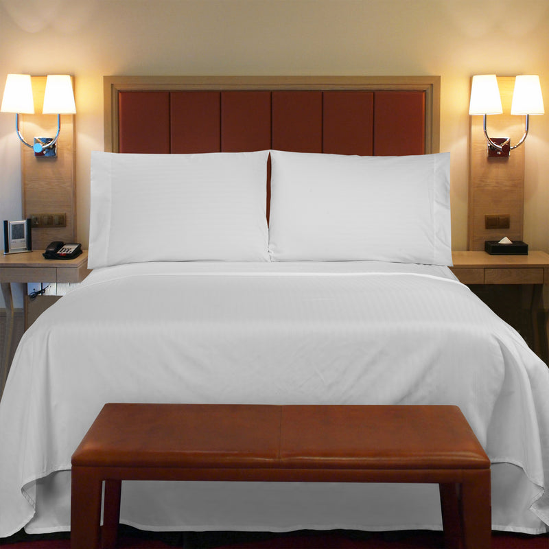 120 GSM Luxury Embossed Stripe Microfiber Linens  (White)
