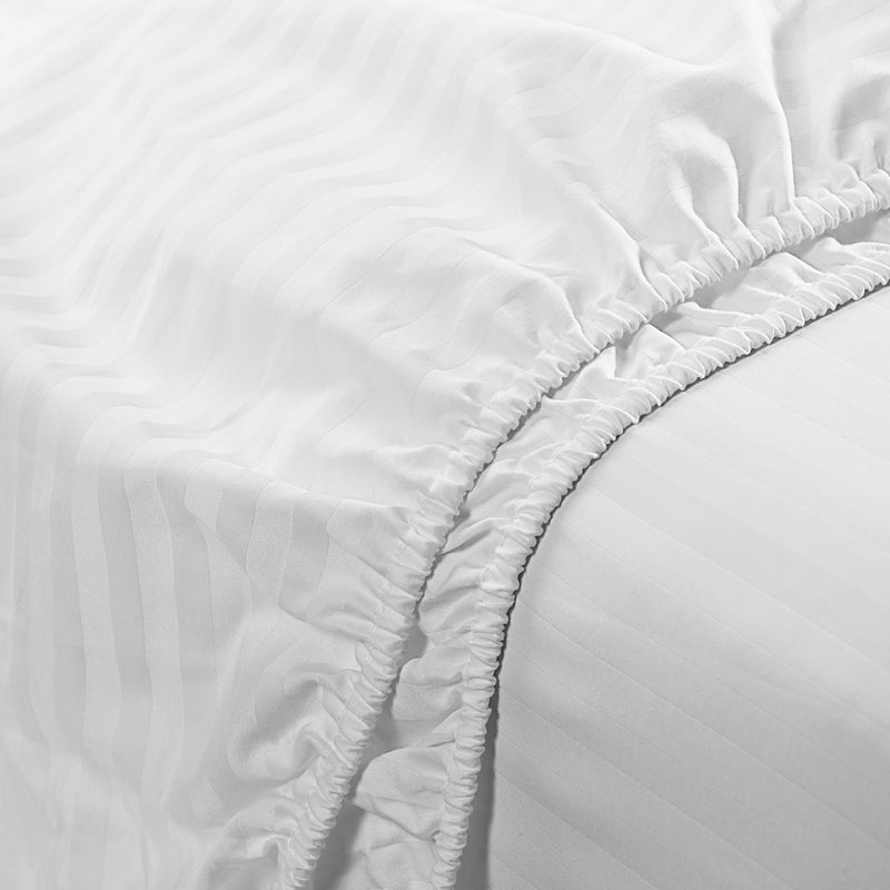 120 GSM Luxury Embossed Stripe Microfiber Linens  (White)