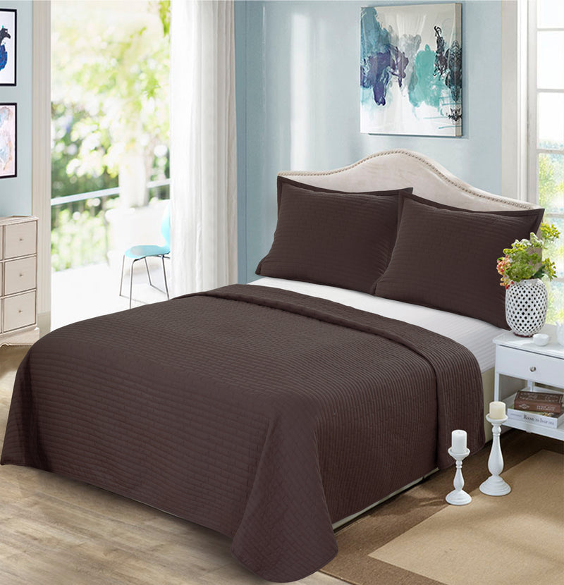120 GSM Luxury Microfiber Coverlets & Shams (Brown)