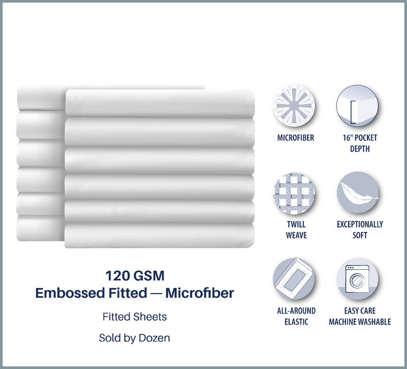 120 GSM Luxury Embossed Microfiber Linens  (White)