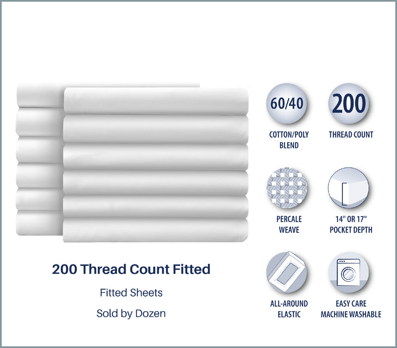200 Thread Count Cotton/Polyester Linens  (White)