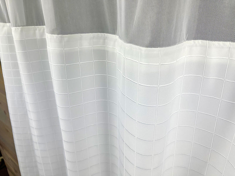 HANG2IT Shower Curtains-Millennium Buckle-Built in Hooks for Hanging (White)