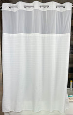 HANG2IT Shower Curtains-Millennium Buckle-Built in Hooks for Hanging (White)