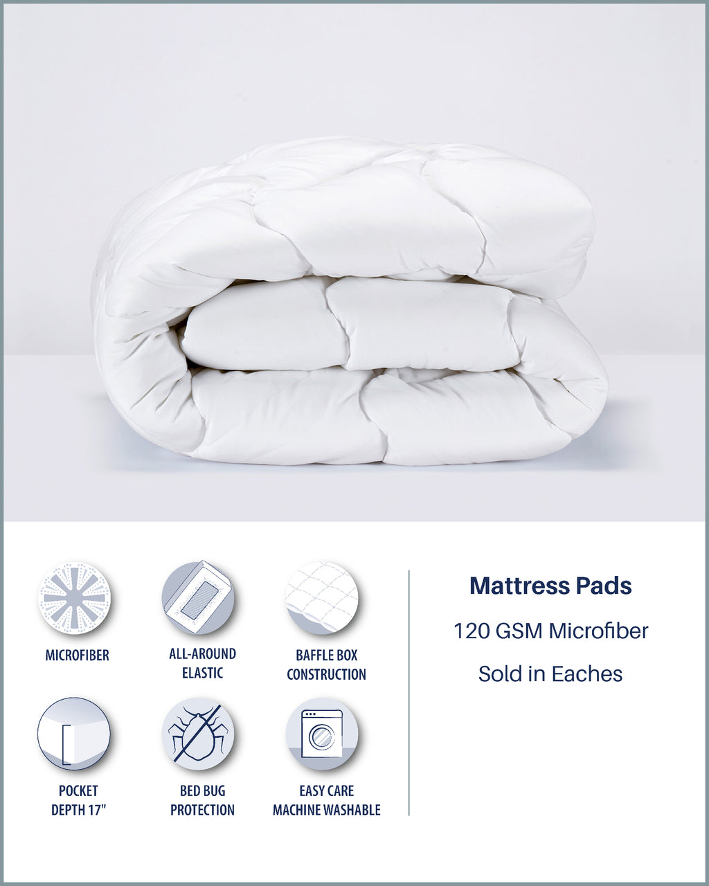 120 GSM Microfiber Luxury Quilted Mattress Pad