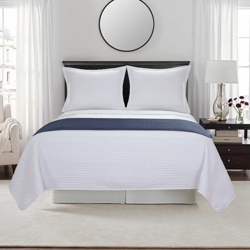 120 GSM Luxury Microfiber Bed Scarves (Navy-Quilted)