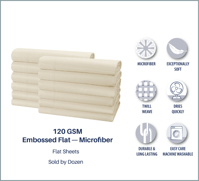 120 GSM Luxury Embossed Microfiber Linens  (Ivory)