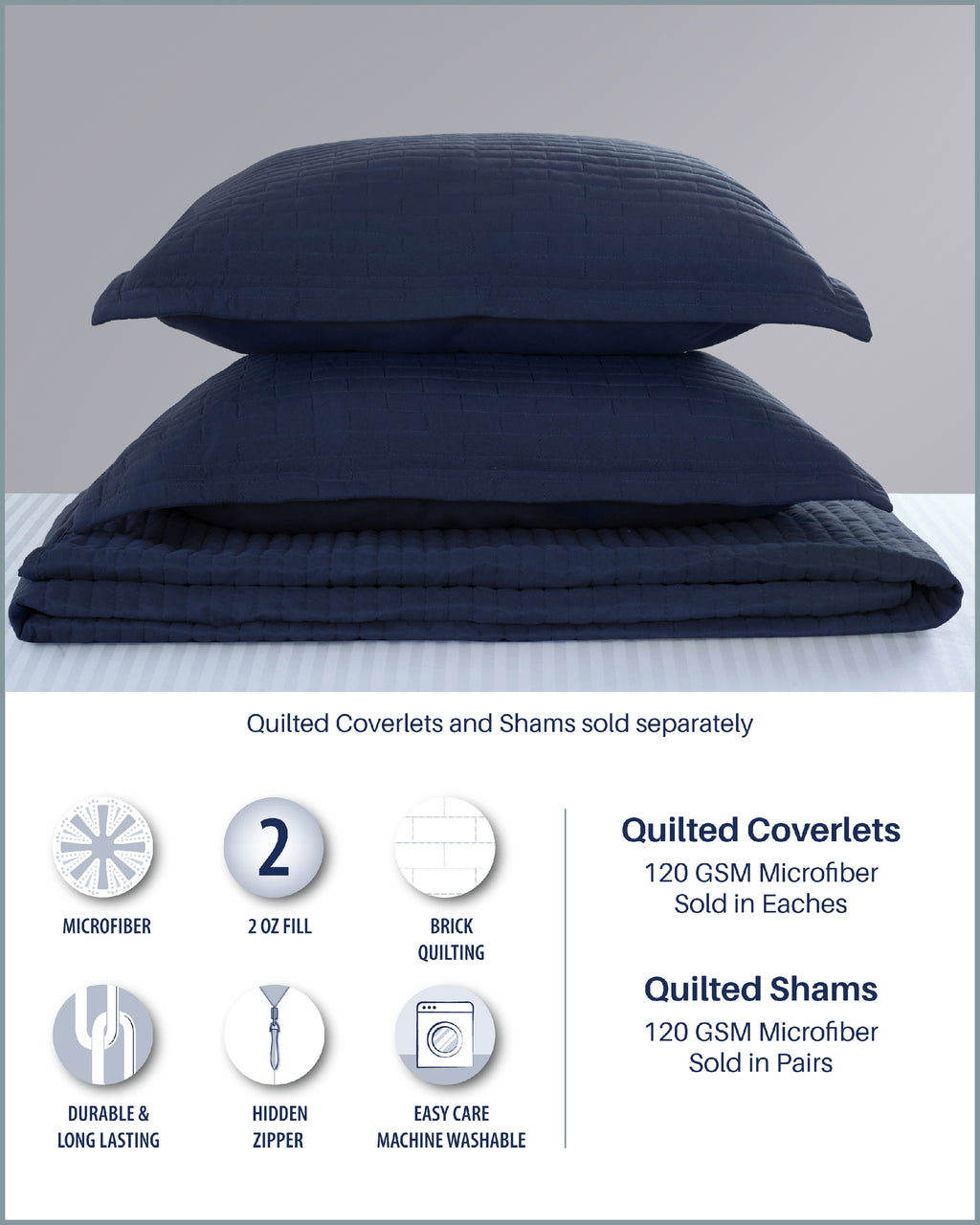 120 GSM Luxury Microfiber Coverlets & Shams (Navy) – South Point