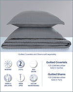 120 GSM Luxury Microfiber Coverlets & Shams (Soft Grey)