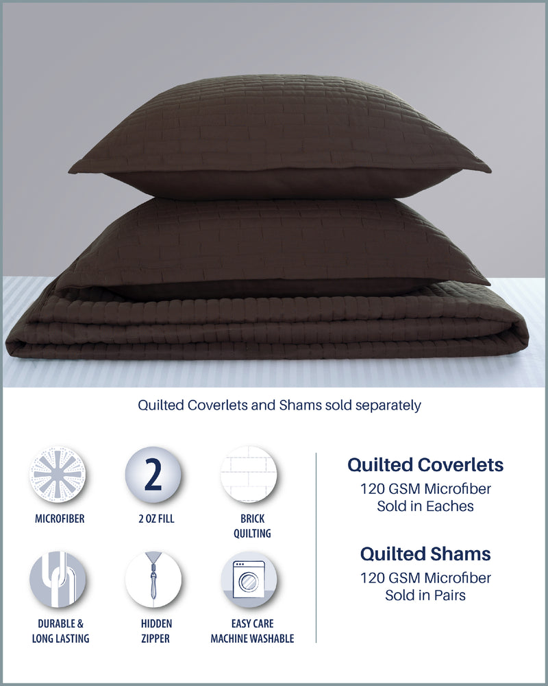 120 GSM Luxury Microfiber Coverlets & Shams (Brown)