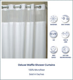 HANG2IT Shower Curtains-Deluxe Waffle-Built in Hooks for Hanging (White)