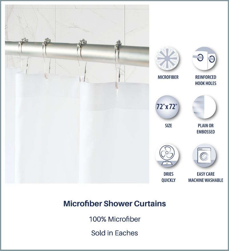 85 GSM Microfiber Shower Curtains (White)